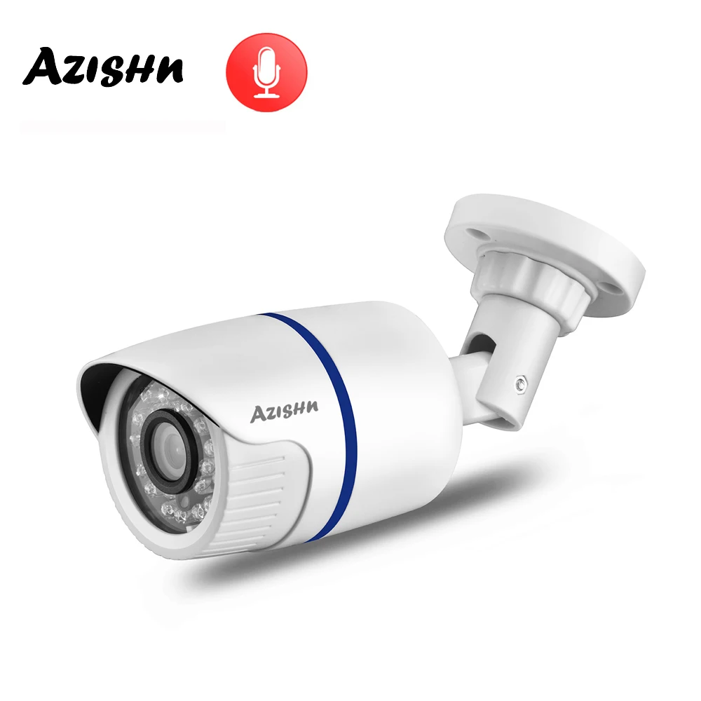 AZISHN 5MP 4MP 3MP 2MP Audio Security IP Camera POE H.265AI Outdoor 24pcs IR  IP66 CCTV Camera P2P V