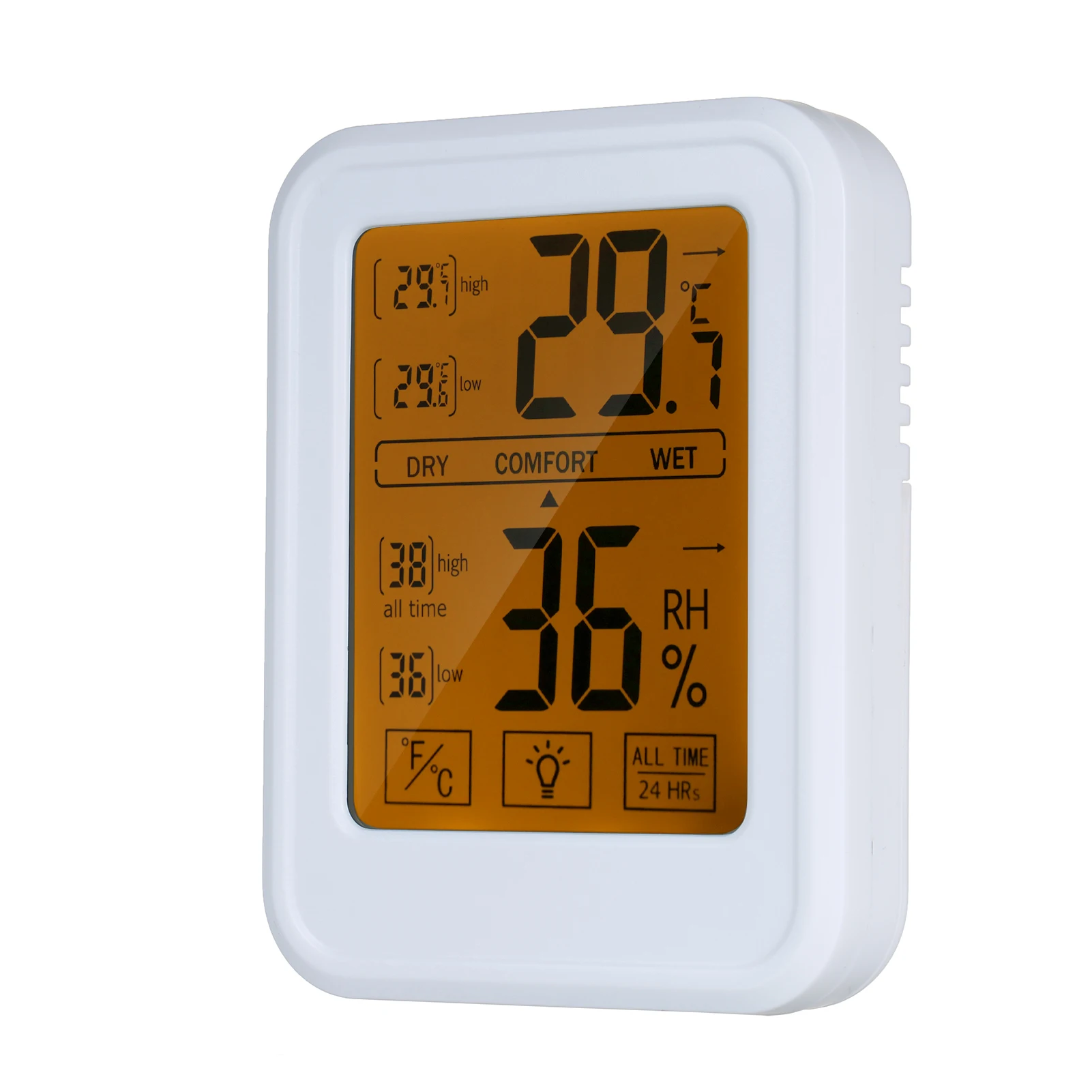 

High Precision Thermometer Hygrometer Digital Thermo-Hygrometer with Touch-Screen Wall Mounted Weather Station with Backligh