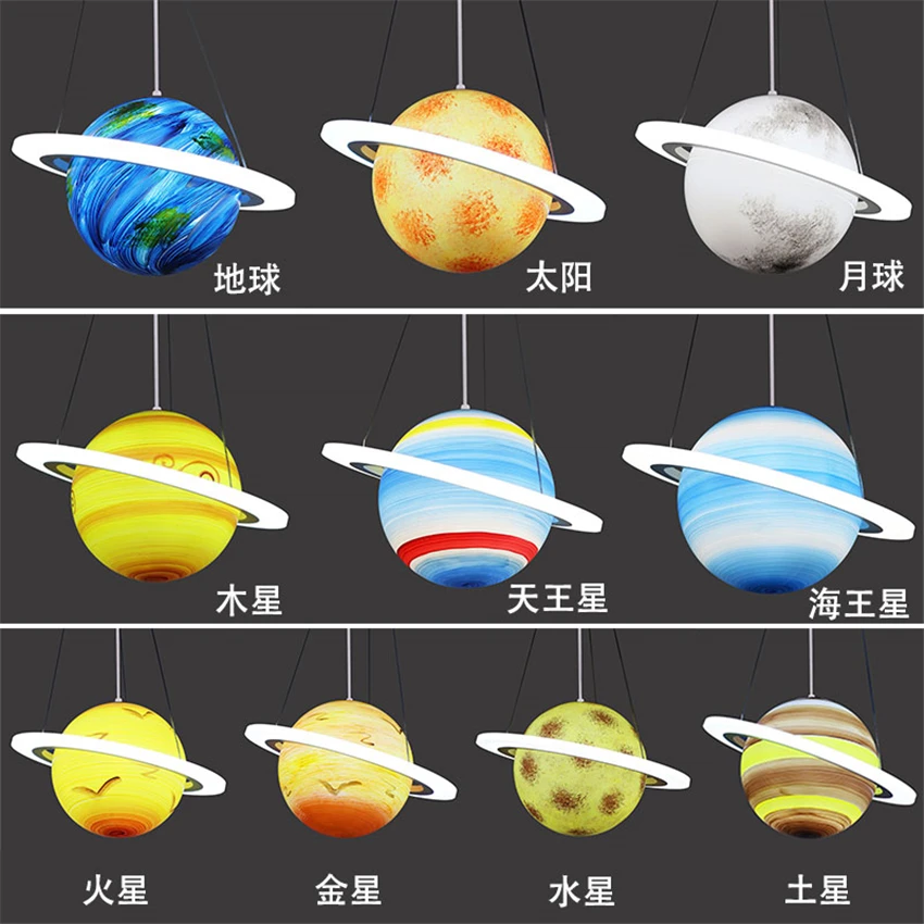Цветные подвесные светильники в виде планеты для детской комнаты украшение