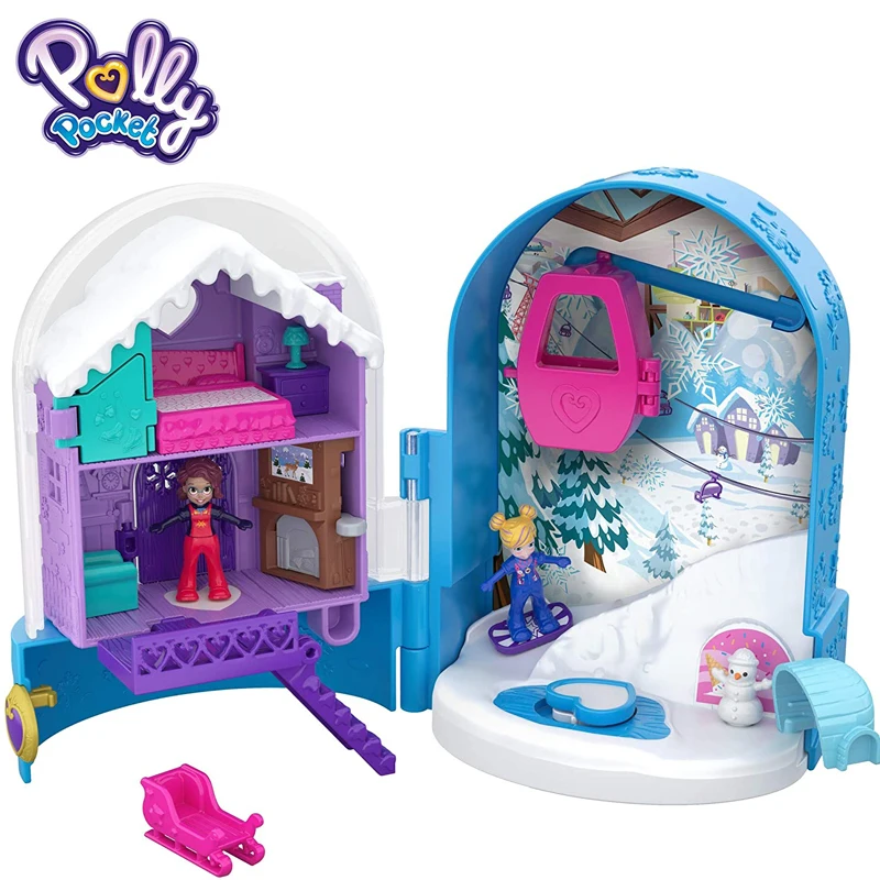 

Polly Pocket World Snow Secret Compact Toy Box with Surprise Reveals Micro Dolls and Accessories for Kids Children's Toy FRY37