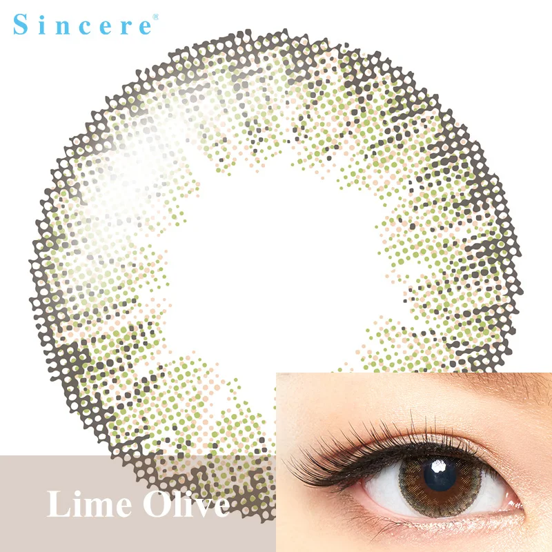 

Sincere-vision 1pcs/box Lime Olive contact lens Colored Contact Lenses for eyes yearly degrees Myopia prescription