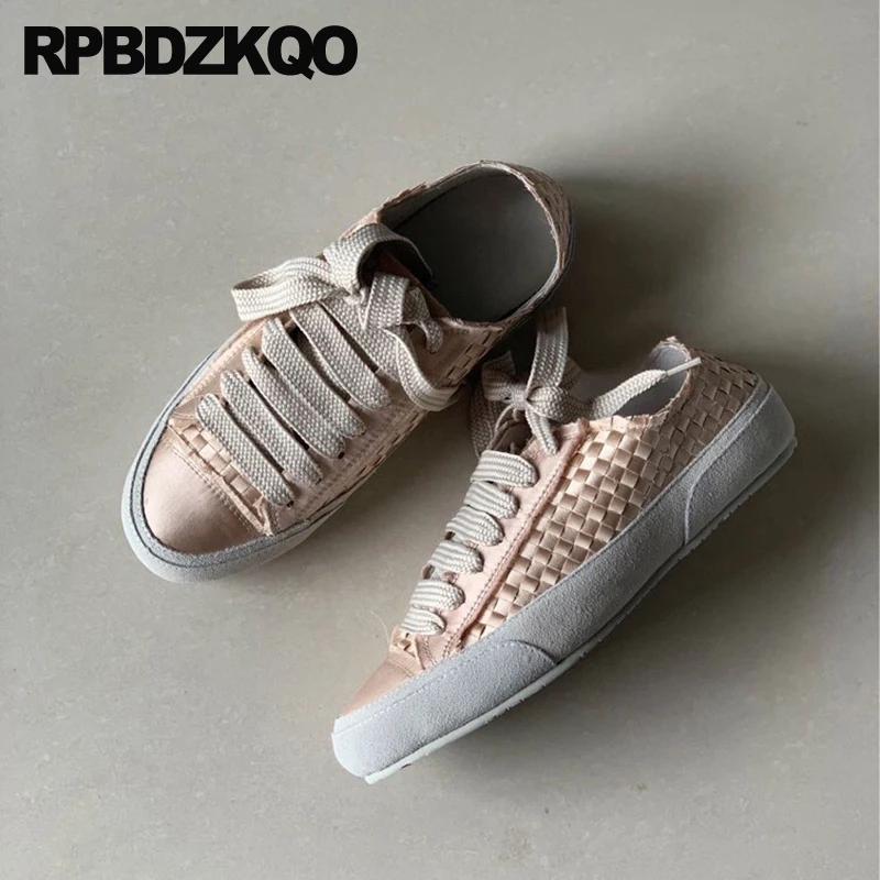 Розово-Золотые балетки высокого качества из эластичной ткани обувь на толстой