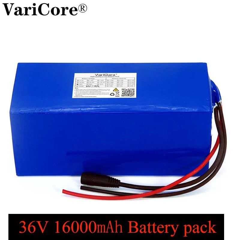 

VariCore 36V 16000mah 18650 lithium Battery pack 1000Watt 20A bms protection 16000mAh backup power supply No charger