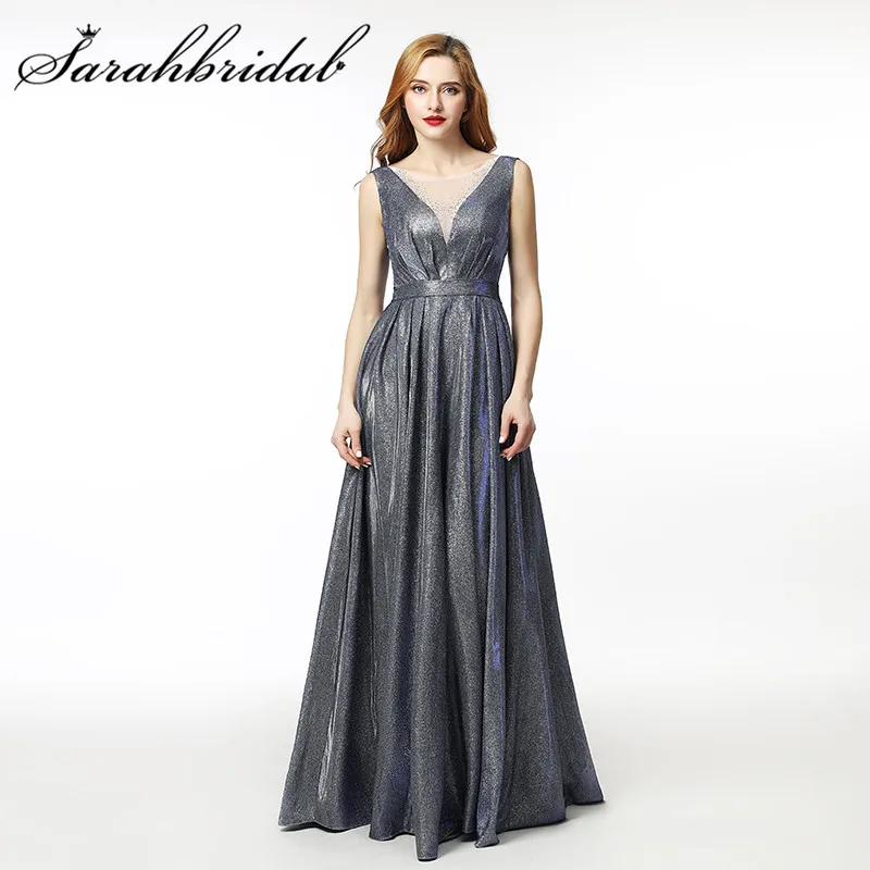 

Блестящее вечернее платье с иллюзионным лифом, ТРАПЕЦИЕВИДНОЕ платье без рукавов для выпускного вечера, платье с блестками и завязками, дли...