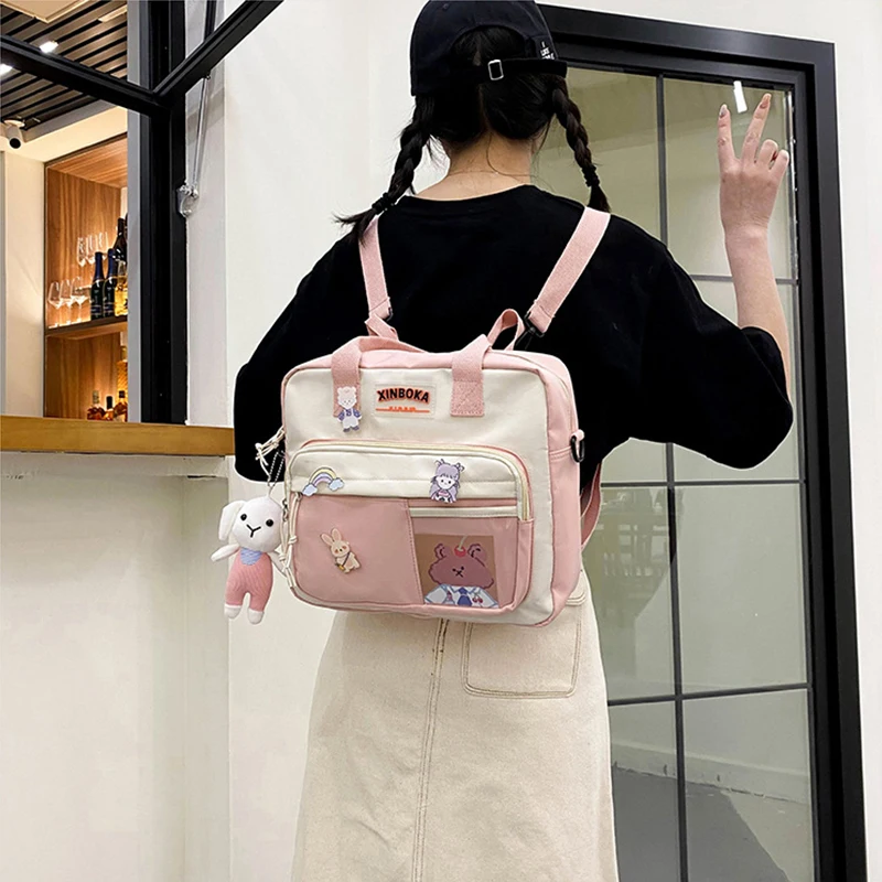 

Mori's Women Backpack Student Messenger Bag Contrasting Colors School Backpack Large Women's Bag Nylon 108CM Shoulder Strap