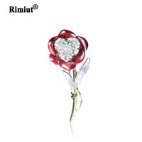 elegant rose flower rhinestone brooches for women luxury shining hat pin suit clothing laple accessoires jewelry brooch