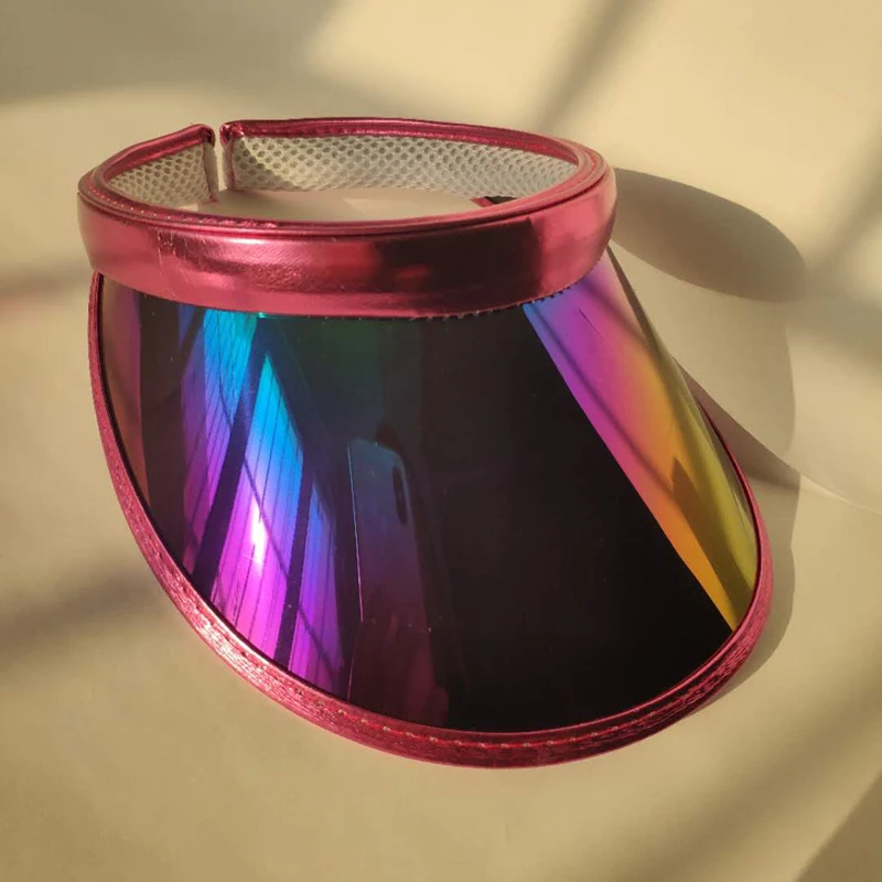 

New Summer Women Men Sun Hat Candy Color Transparent Empty Top Plastic PVC ja Sunshade Hat Visor Caps Bicycle Sun Hat