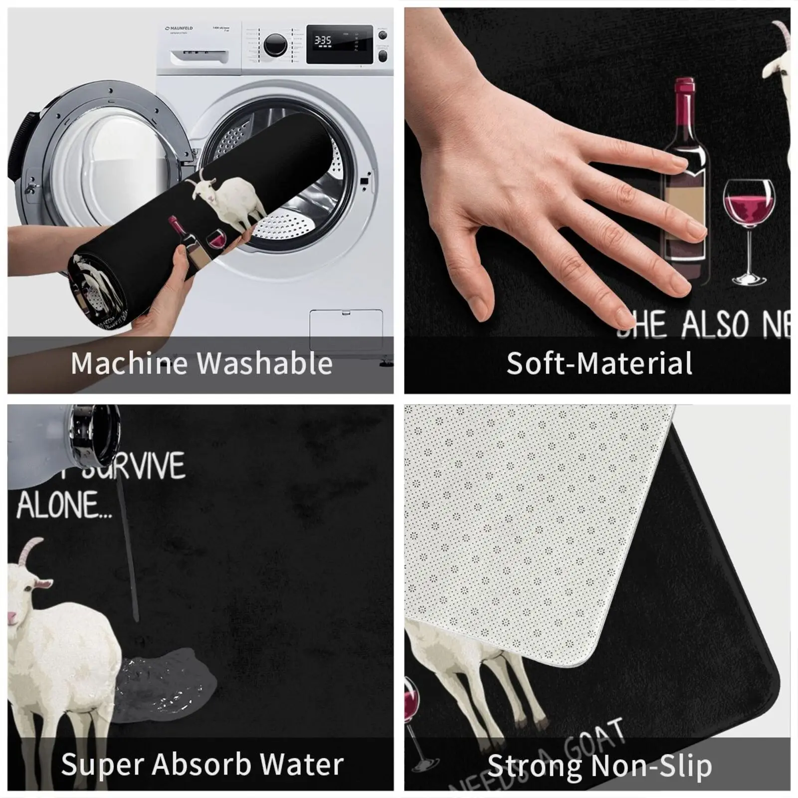 Забавный женский коврик для входной двери из козы и вина ванной забавная Коза