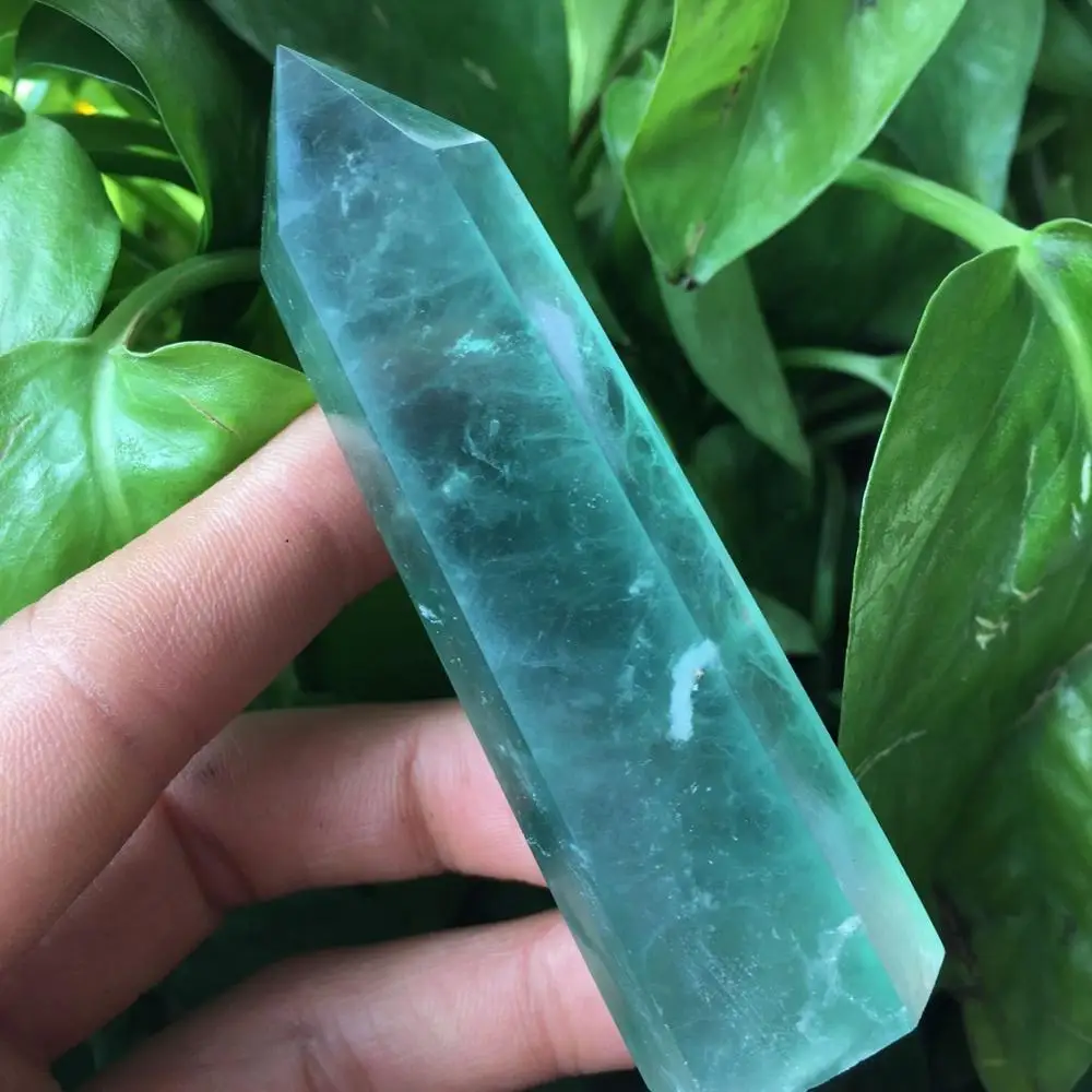 

Beautiful natural green fluorite crystal point natural crystal reiki healing 70-80mm
