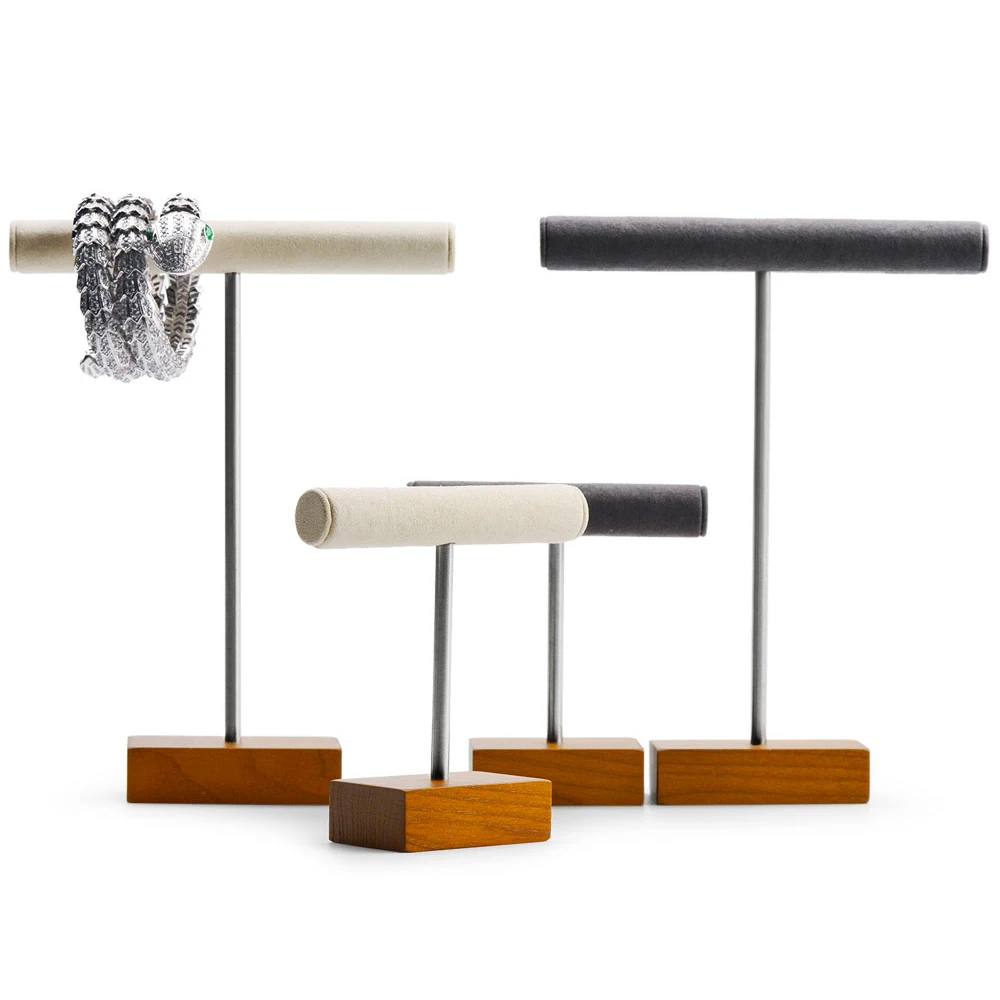 Oirlv Wooden Bangle Bracelet Necklace Stand Watch Display Stand Jewelry T-Bar Jewelry Stand Jewelry Organizer genboli t bar bracelet display jewelry stand necklace decorations wrist watch holder stand black jewelry organizer
