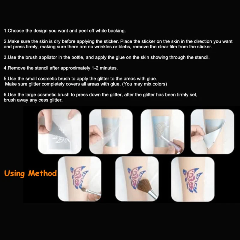 5 шт временные тату Блестящие модные боди арт краски татуировки для вечеринки