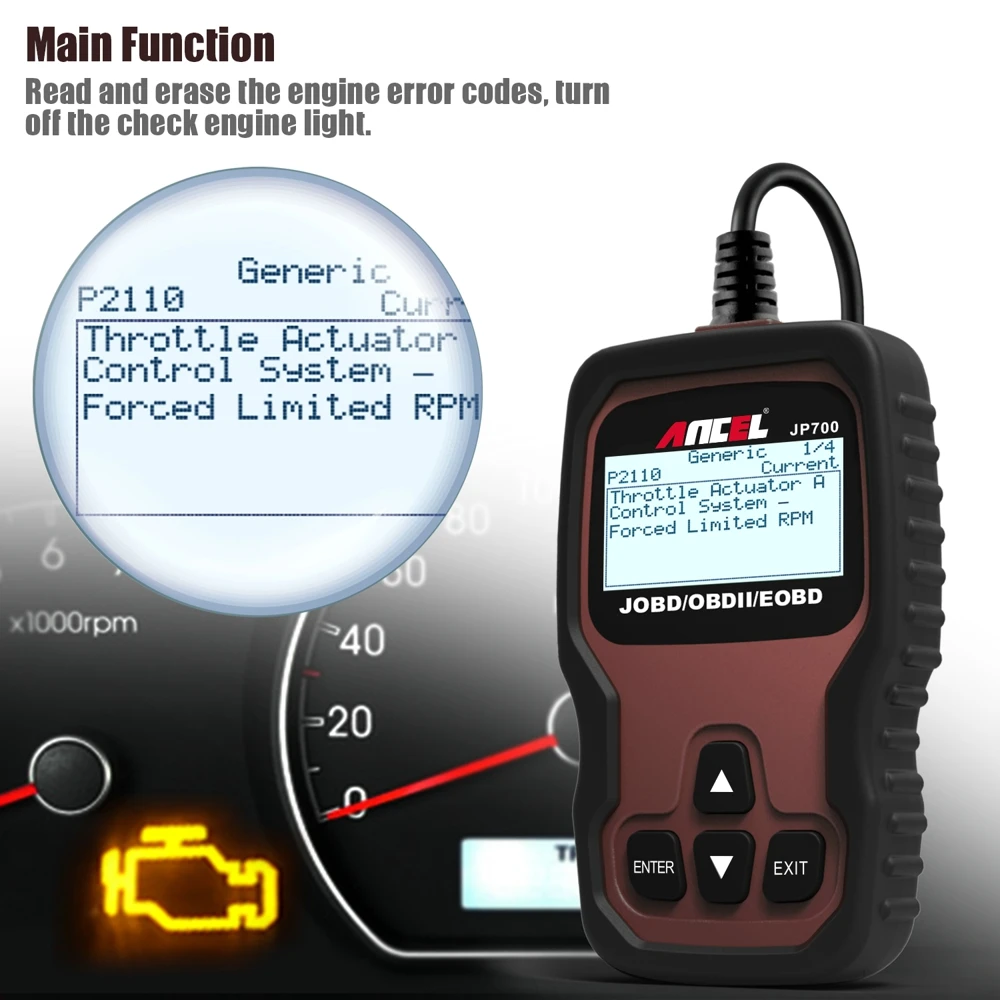 Автомобильный сканер ANCEL JP700 OBD2 для Тойота Ниссан Хонда Субару Мазда Диагностика автомобиля несколько языков БД сканер бесплатное обновление