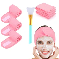 3pcs adjustable facial headband with 1 mask brush yoga spa bath shower makeup wash face cosmetic head band make up accessories
