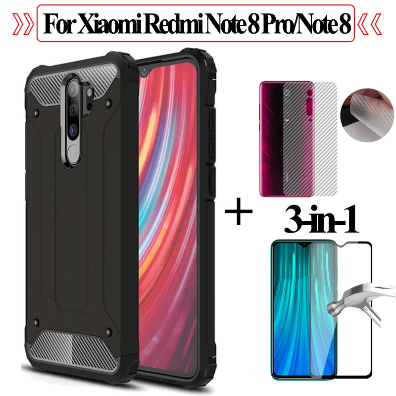 стекло и бронированный чехол для телефона xiaomi redmi note 8 pro t жесткий pc силиконовый
