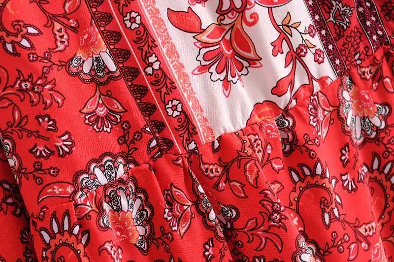 Boho Chic Женские топы, винтажные свободные блузки с цветочным принтом, женские пляжные рубашки с круглым вырезом и длинным рукавом, Blusas Mujer