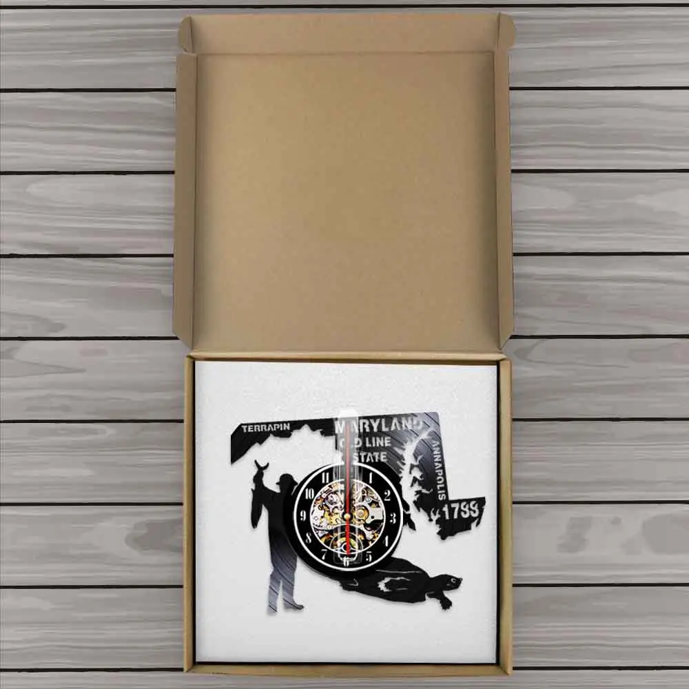 Old Line State Maryland Hunter Terrapin Wall Art Home Clock USA Annapolis Vinyl Record Vintage Watch | Дом и сад
