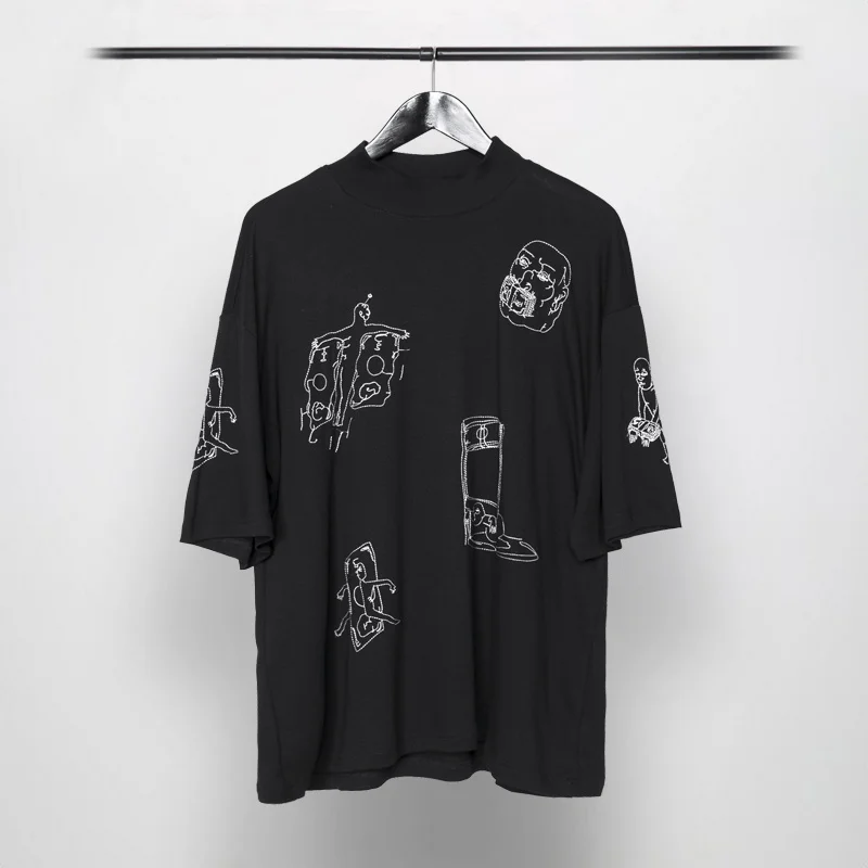 

Мужская хлопковая футболка в стиле хип-хоп, однотонная