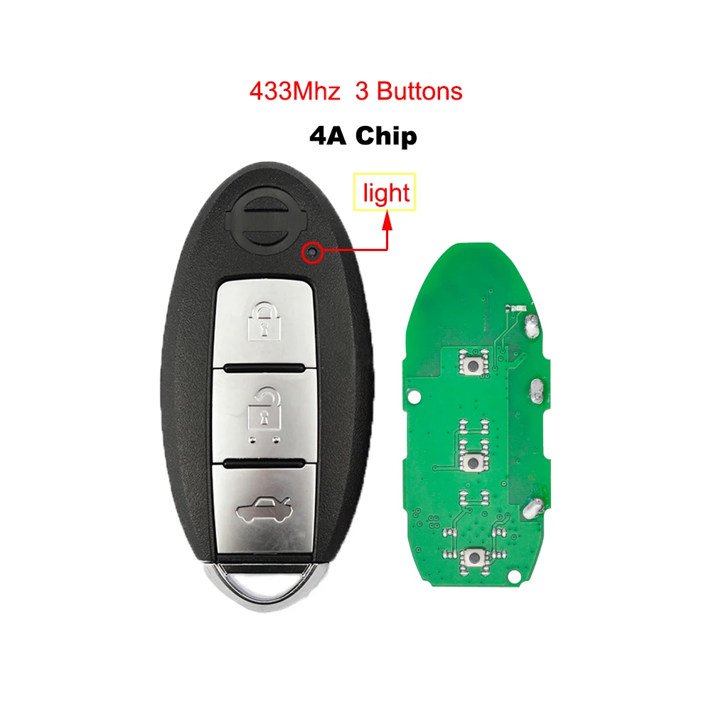 YIQIXIN 2/3 Buttons 433MHz Remote Control Car Key For Nissan Rogue Kicks Sport 2018 2019 2020 4A Chip Promixity Keyless Go Card |