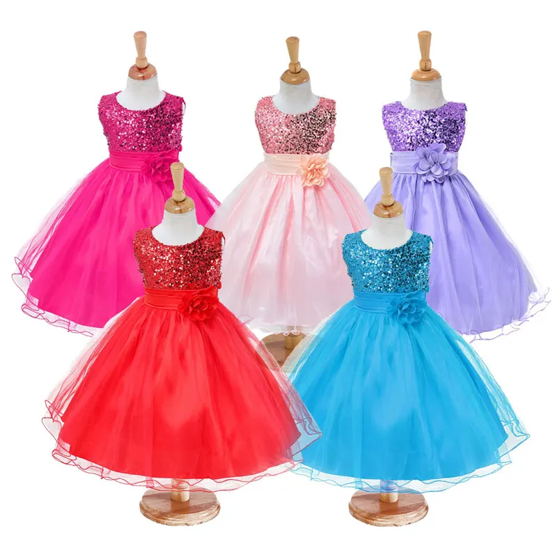 Рождественское платье для девочек 2-14 лет летнее принцессы с блестками без