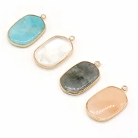 3pcs natural stone pendant oval goldsmooth exquisite agates charms for jewelry making diy bracelet necklace earring accessories