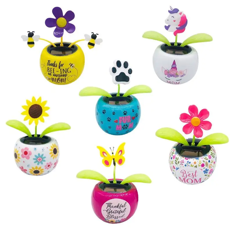 

Solar Powered Dancing Flowers Shaking Head Car Ornaments toys for Car Dashboard Bedroom Desk Home Decor