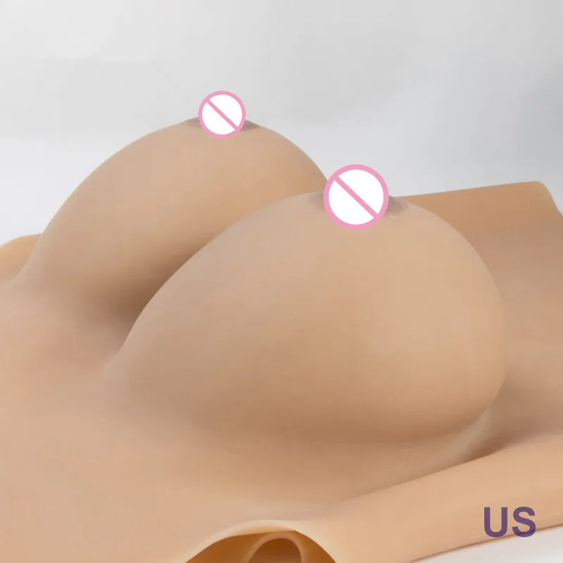 2900g Silicone Boobs Tight Suit Breast Forms CD Drag Queen G Cup Strapless Push Up Bra Transvestite Crossdresser Mastectomy Bra