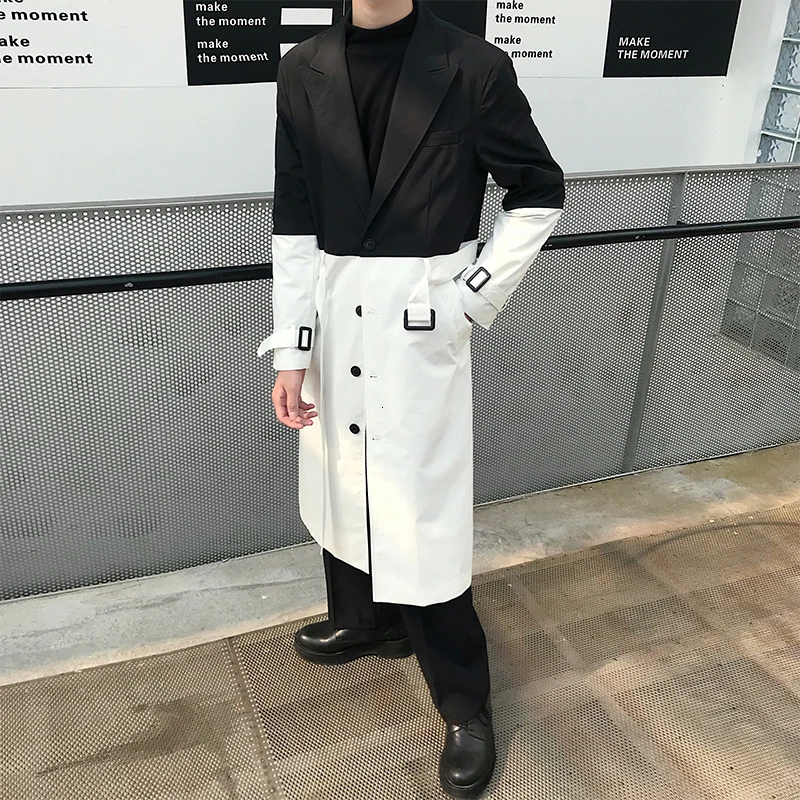 Мужская винтажная верхняя одежда с поясом ветровка пальто куртка черная