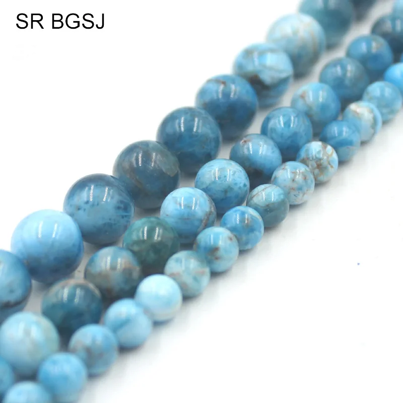 Free Shipping 6mm 8mm 10mm Round Blue Apatite Loose Gems Stone Jewelry Making Beads Strand Wholesale 15&quot|bead strands|jewelry making beadsbeads