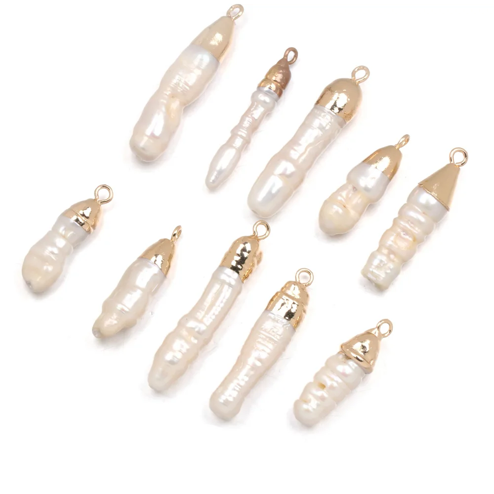 5 шт. натуральный пресноводный жемчуг Подвески Длинные Кулоны из нержавеющей