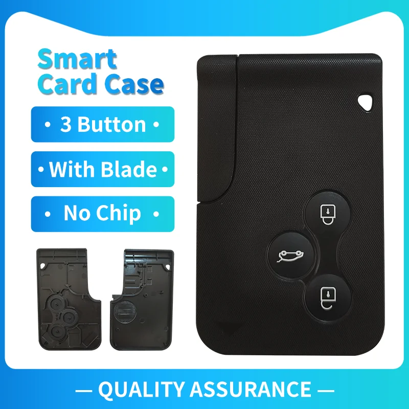

XNRKEY 10 Pcs 3 Button Smart Card Key Shell Without Logo With Blade for Renault Megane Smart Card