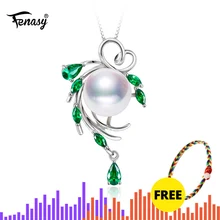 FENASY S925 стерлингового серебра пресноводные жемчужные Цепочки и ожерелья для Для женщин Ювелирные изделия из жемчуга Statement в форме листа, в стиле бохо с изумрудным хрусталем Цепочки и ожерелья