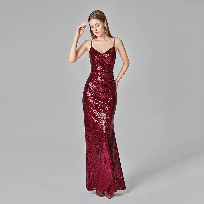 Бордовое красное сексуальное вечернее платье простое длинное на бретельках