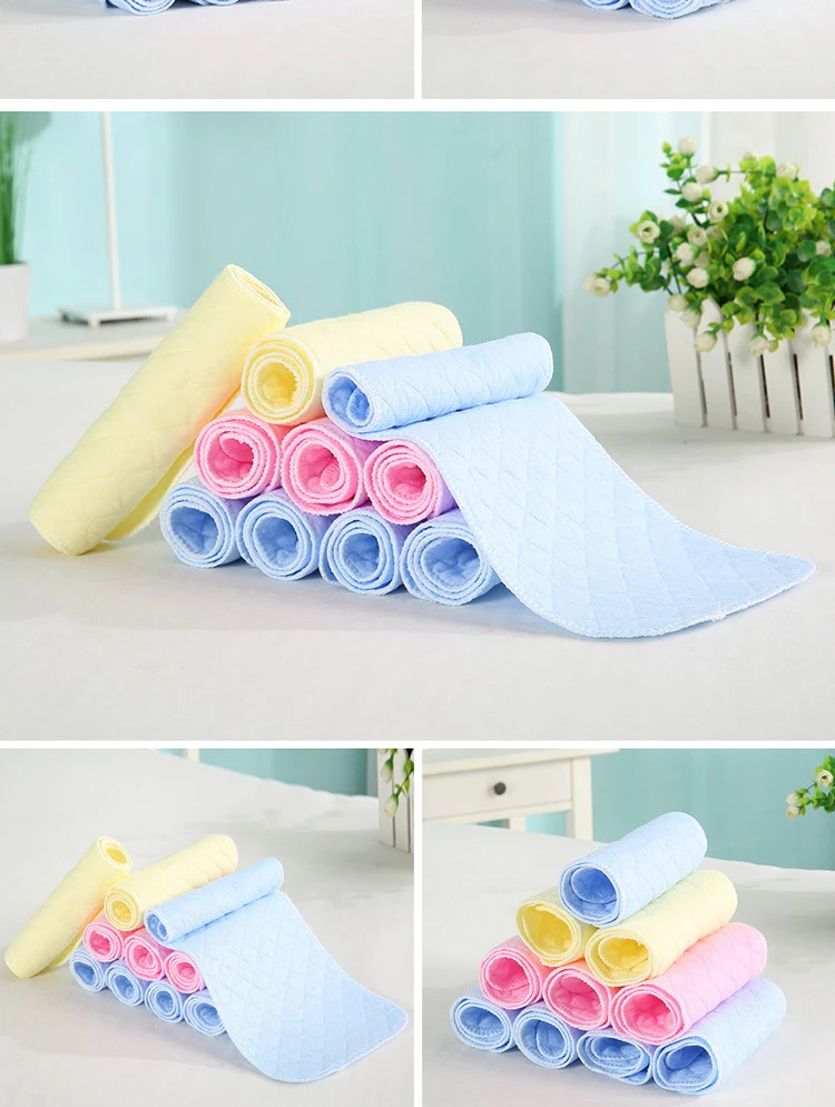 [usurpon] 5 pcs Cotton Insert Reusable Colored Baby Fitted Diaper Insert ECO Cotton Absorbent Newborn Diaper Insert