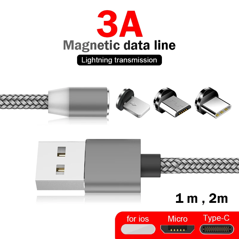 Магнитный USB кабель для быстрой зарядки usb type C зарядный Micro данных мобильного