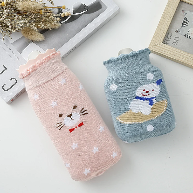 

2 Size Cute Hot Water Bottle Warm Belly Treasure Cartoon Hand Warmer Filled Mini Explosion-proof Portable Hot Water Bags