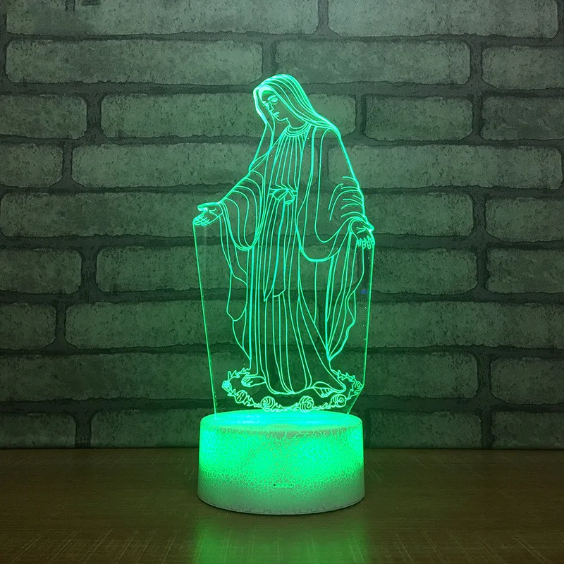 3d ночник с изображением Богородицы 7 цветов настольная лампа Usb детский для сна