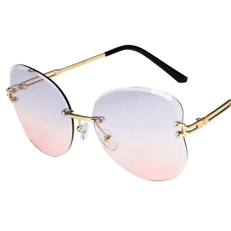 

Women Sunglasses Rimless Sun Glasse Butterfly Shape Goggles Anti-UV Spectacles Gradient Lens Eyeglasses Adumbral A++