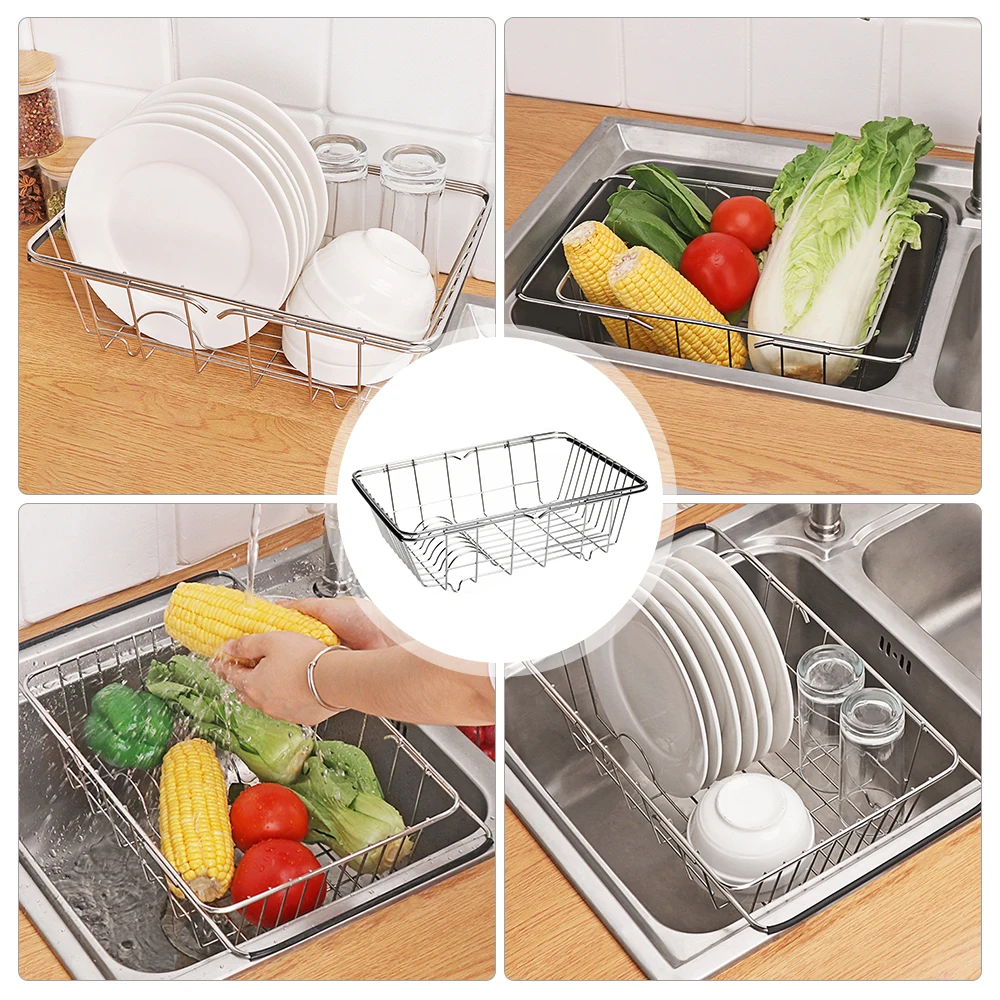 

1piece/Stainless Steel Kitchen Sink Drain Basket (Arch Net Type) Retractable Water Filter Rack Drain Kitchen Sink Dish Drainer