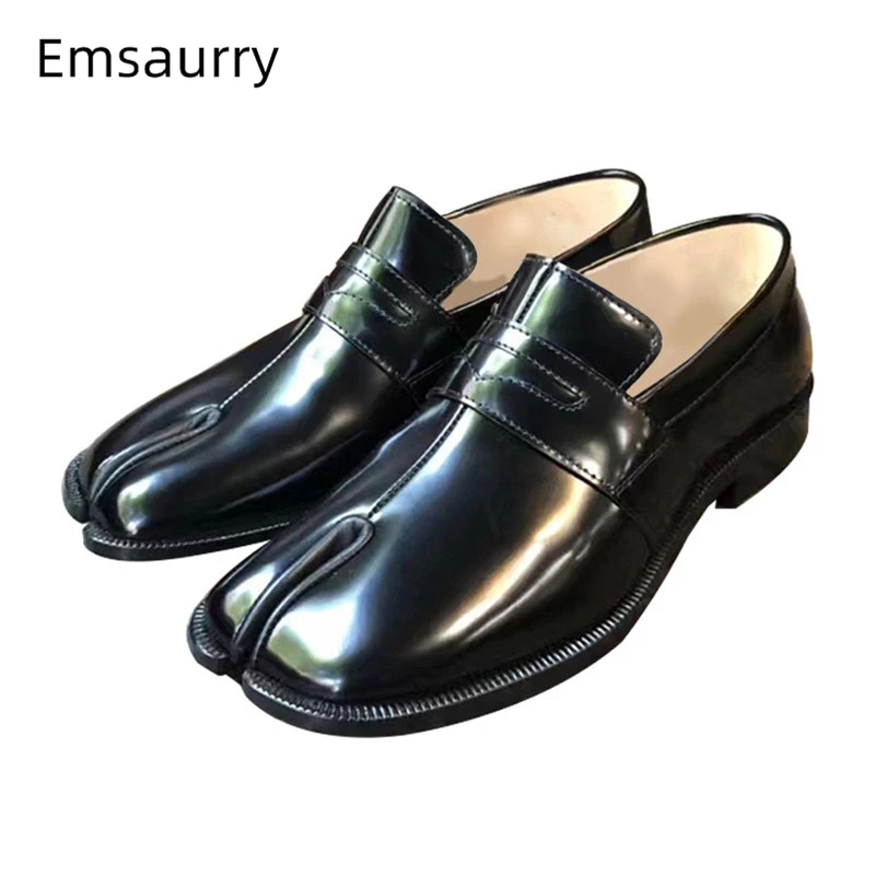 Женские мокасины из натуральной кожи черные туфли с разрезом без застежек в стиле преппи весна осень