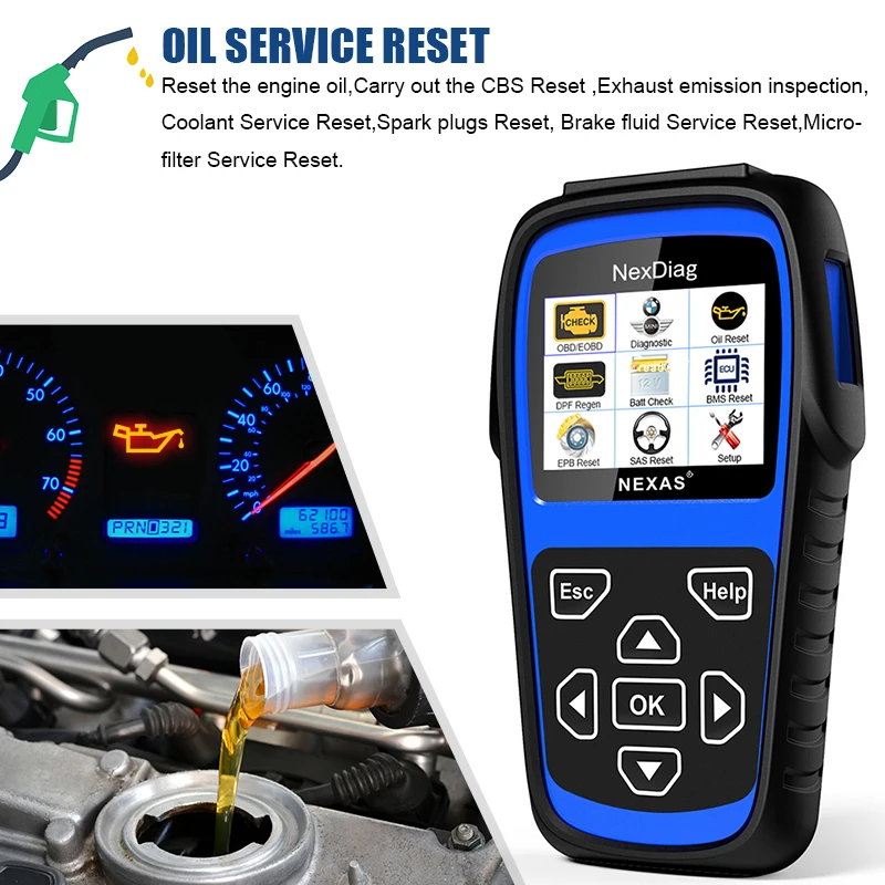 NEXAS ND601 полная система OBD2 автоматический сканер для BMW DPF Сброс масла ABS SRS подушка