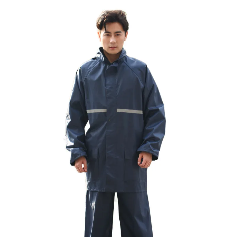 Fashion Reflective Waterproof Rain Coat Suit Motorcycle Brand Men 3 Sizes 420D Oxford Raincoat Quality Rain Wear Pants Coat Set