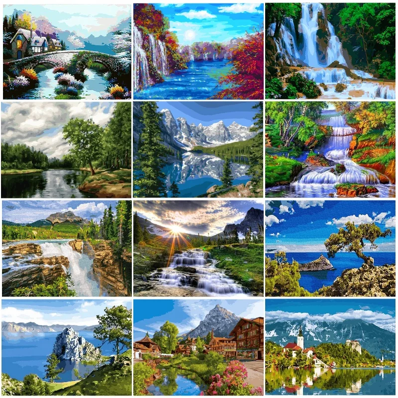 Набор для алмазной живописи 5D вышивки крестиком с мотивом водопада|Алмазная