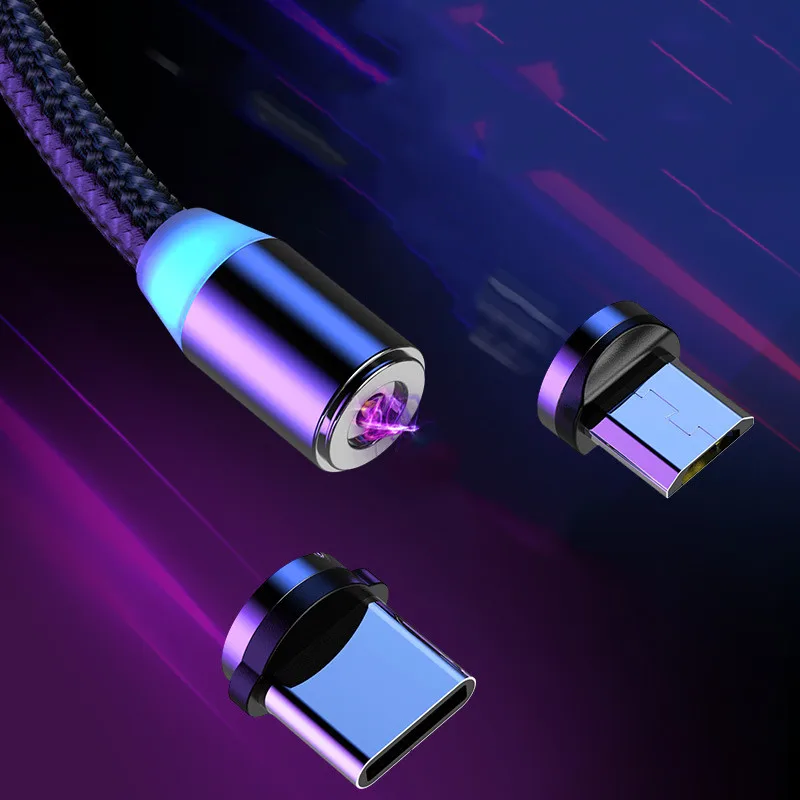 Магнитный usb кабель светодиодный быстрой зарядки Type C для Samsung Xiaomi магнитный Micro USB