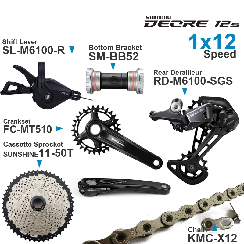 Переключатель передач SHIMANO DEORE M6100 12 Скоростей задняя цепь кривошипная система MT510