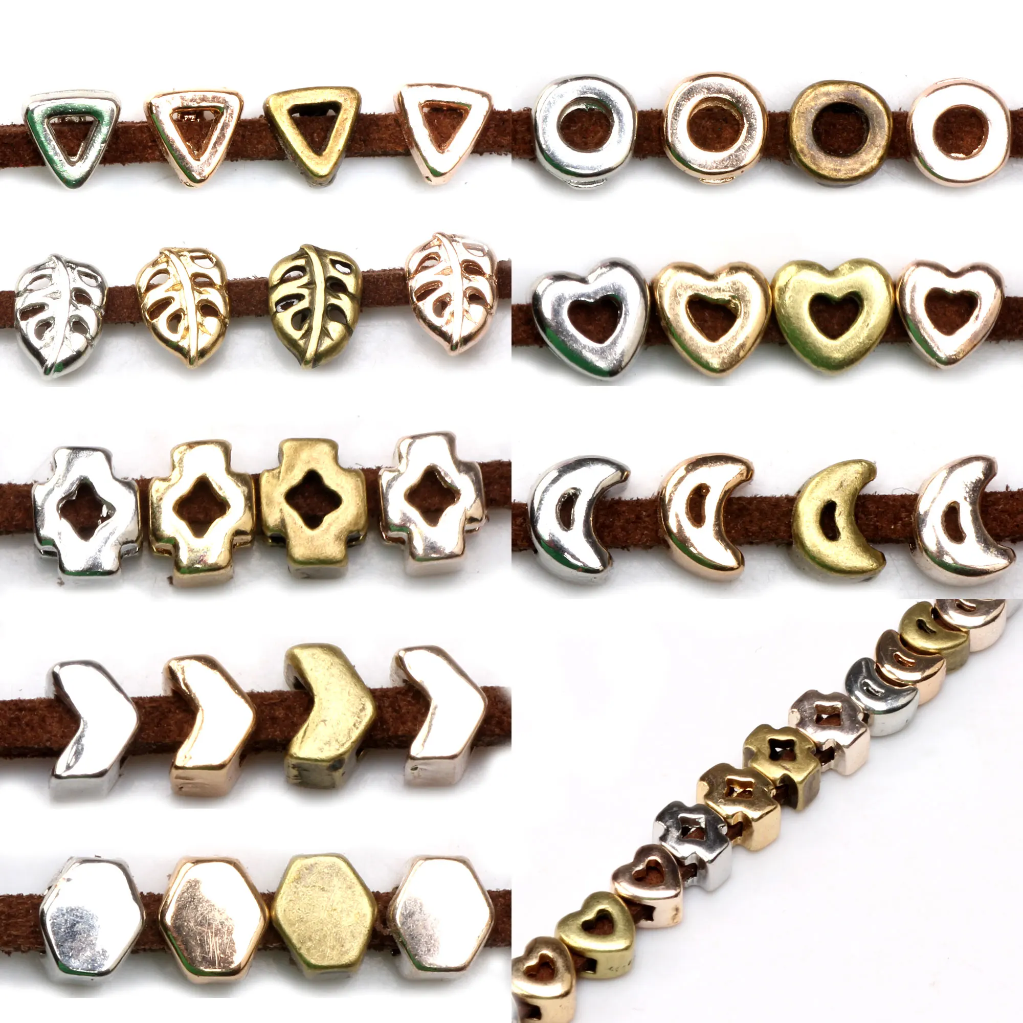 10 шт. бусины слайдеры в форме сердца 3 х2 мм|Ювелирная фурнитура и компоненты| |