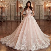 bridal gownluxury wedding dresses sleeveless o neck 3d applique charming gowns se sleeveless custom madezipper formal bride