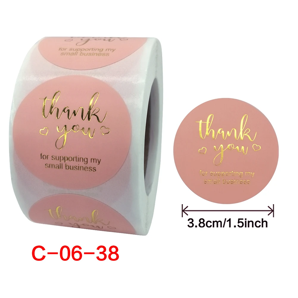 

Pink Label Paper 500pcs Per Roll Thank You Sticker Seal Labels Christmas Gift Decoration Sticker For Package Stationery Sticker