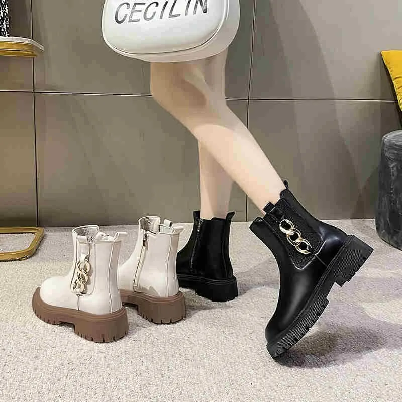 Autumn boots women's shoes women's shoes fashionable round leather ankle boots 2021 winter black boots comfortable boots