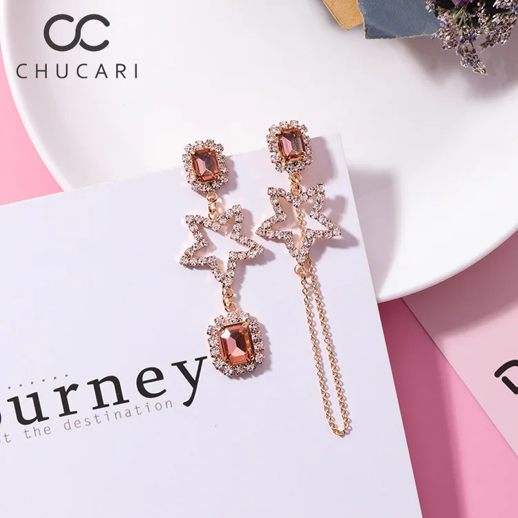 CHUCARI асимметричные Звездные лунные серьги для женщин модные корейские