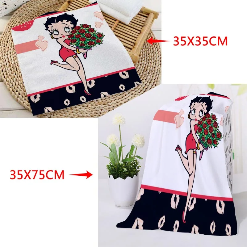 Новое поступление на заказ Betty Boop полотенце для лица с рисунком из микрофибры квадратные прямоугольные полотенца Размер 35x35 см 35x75 см - Цвет: 15